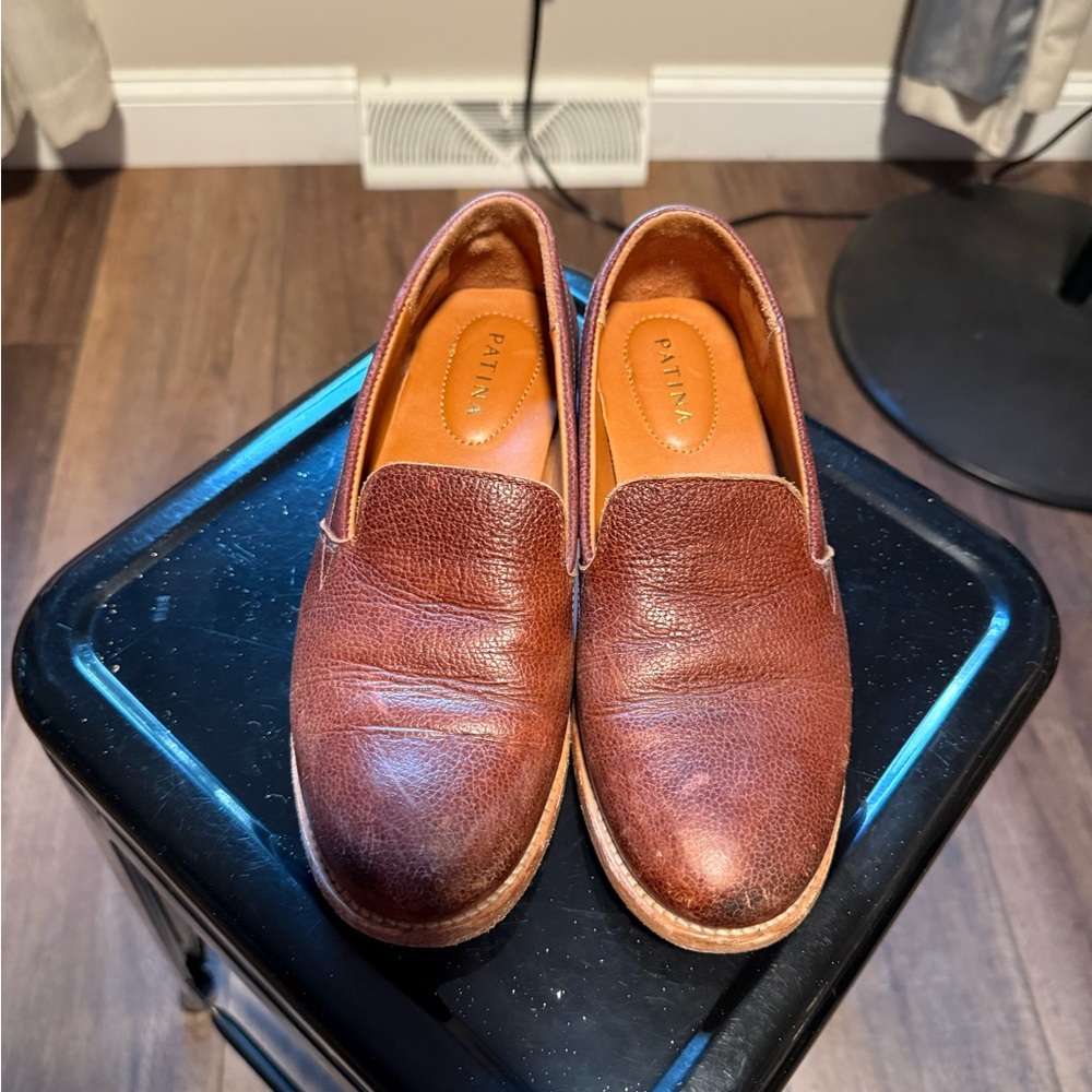 Patina Women's Elegant Tan Slip-On Loafers